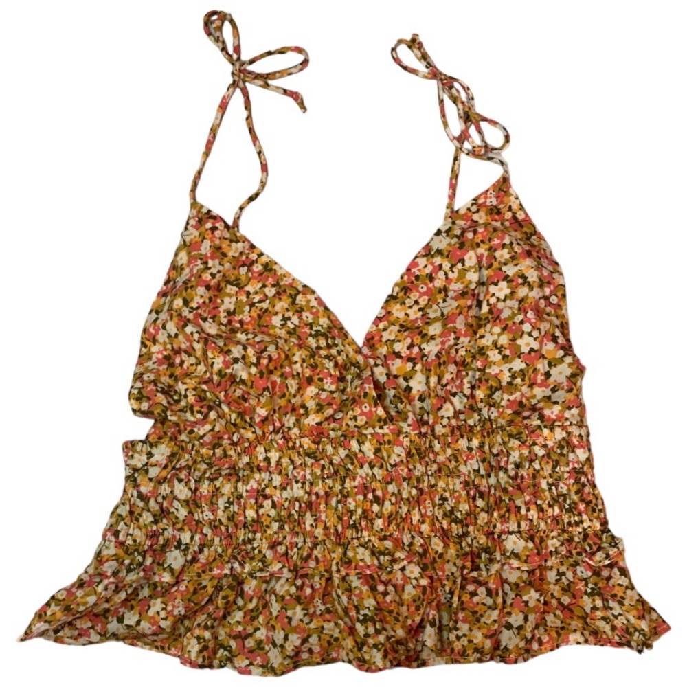 NWT floral tank top cropped cottagecore fairycore with ruching